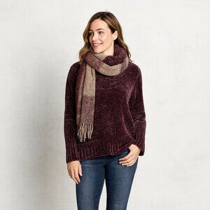 Orvis Chenille Sweater Purple Velvet Soft Knit Pullover Women’s Size S